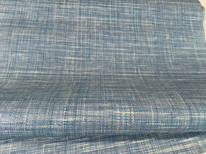 Natural Grasscloth Raffia rough Wallpaper Natural fibers in Blue color 45026