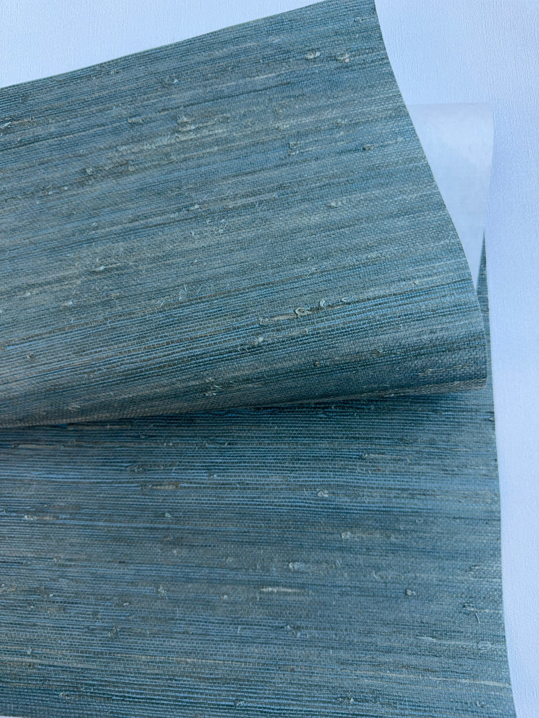 Super Hemp Natural Grasscloth – Muted Blue Green Handwoven 42121