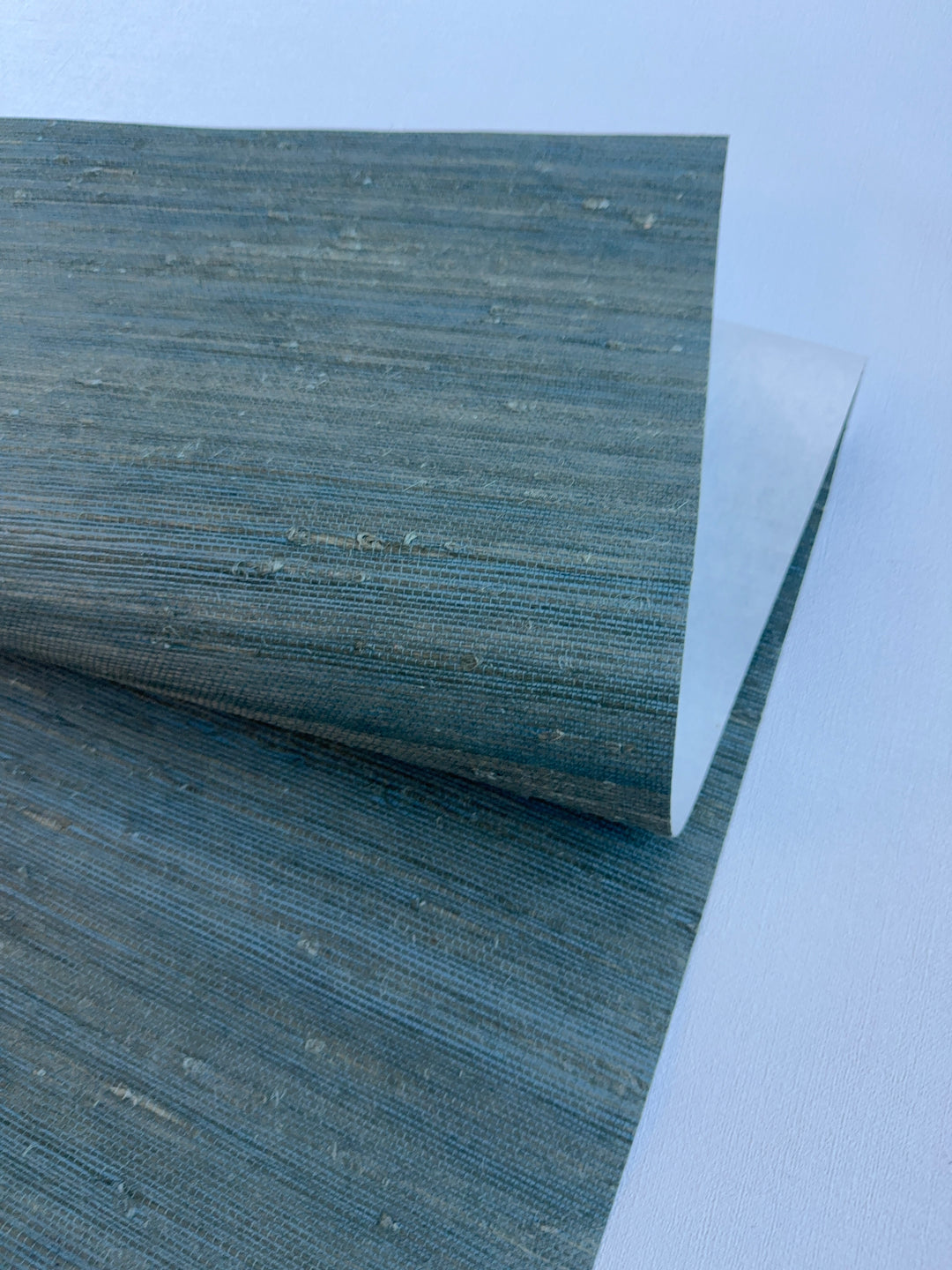 Super Hemp Natural Grasscloth – Muted Blue Green Handwoven 42121