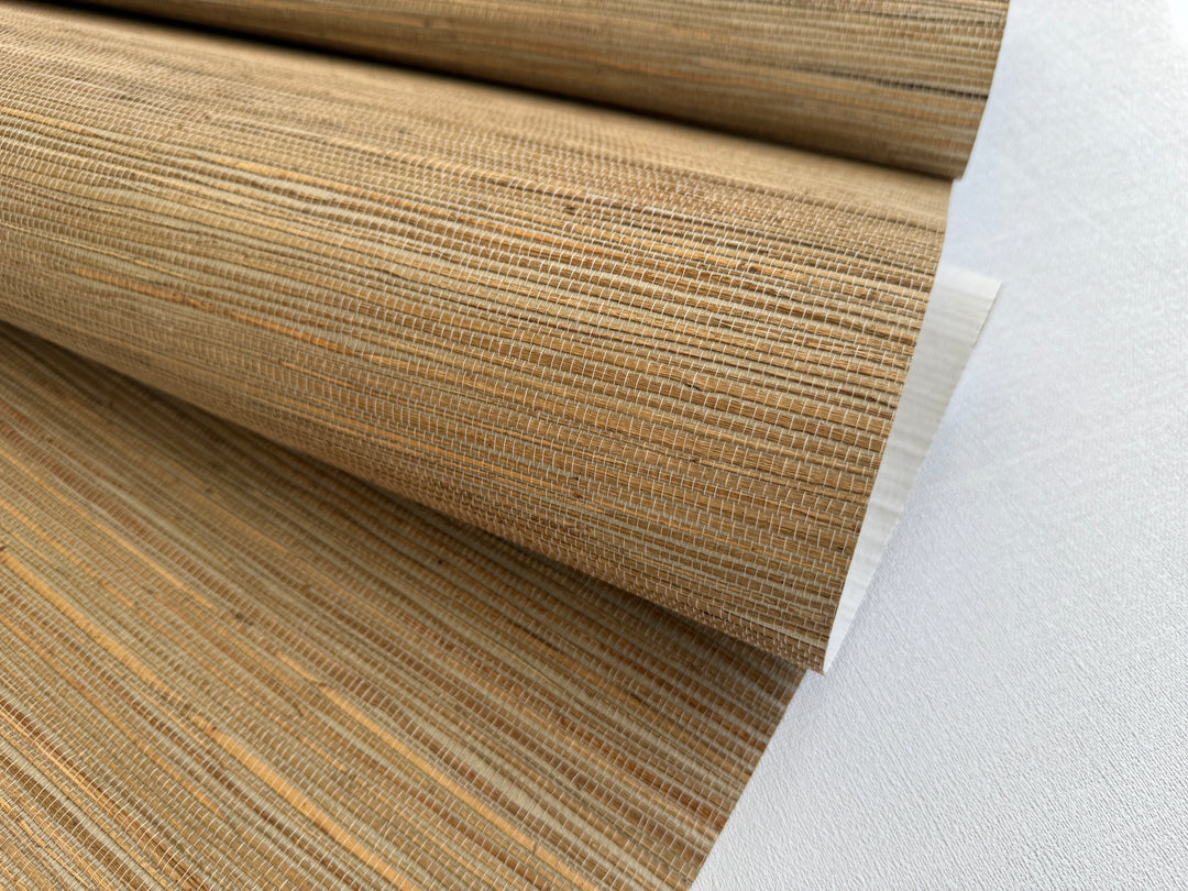 Natural Grasscloth Hemp Woven Traditional Wallpaper wood color 41055