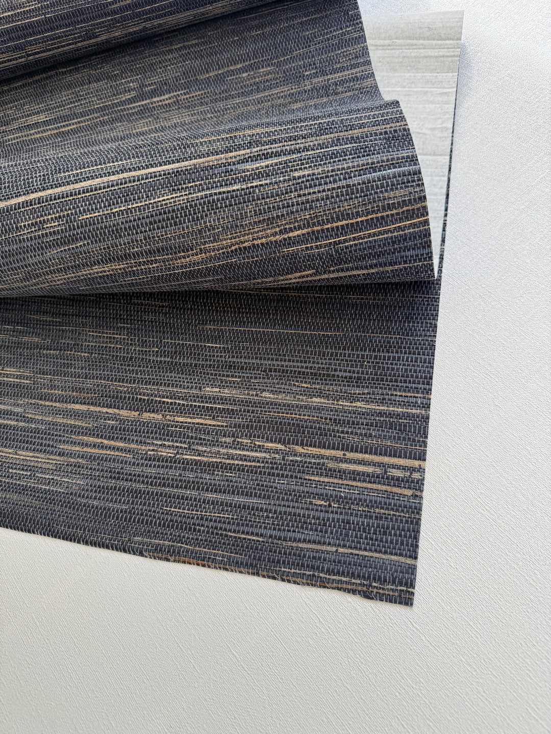 Natural Hemp Grasscloth dark graphite blue Wallpaper dark blue 41069