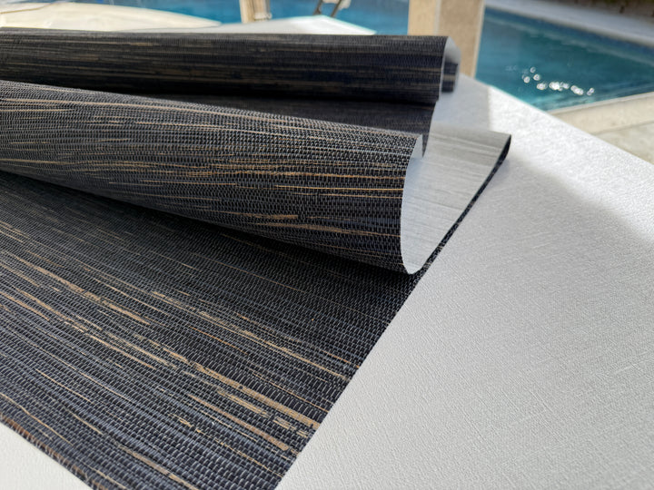 Natural Hemp Grasscloth dark graphite blue Wallpaper dark blue 41069