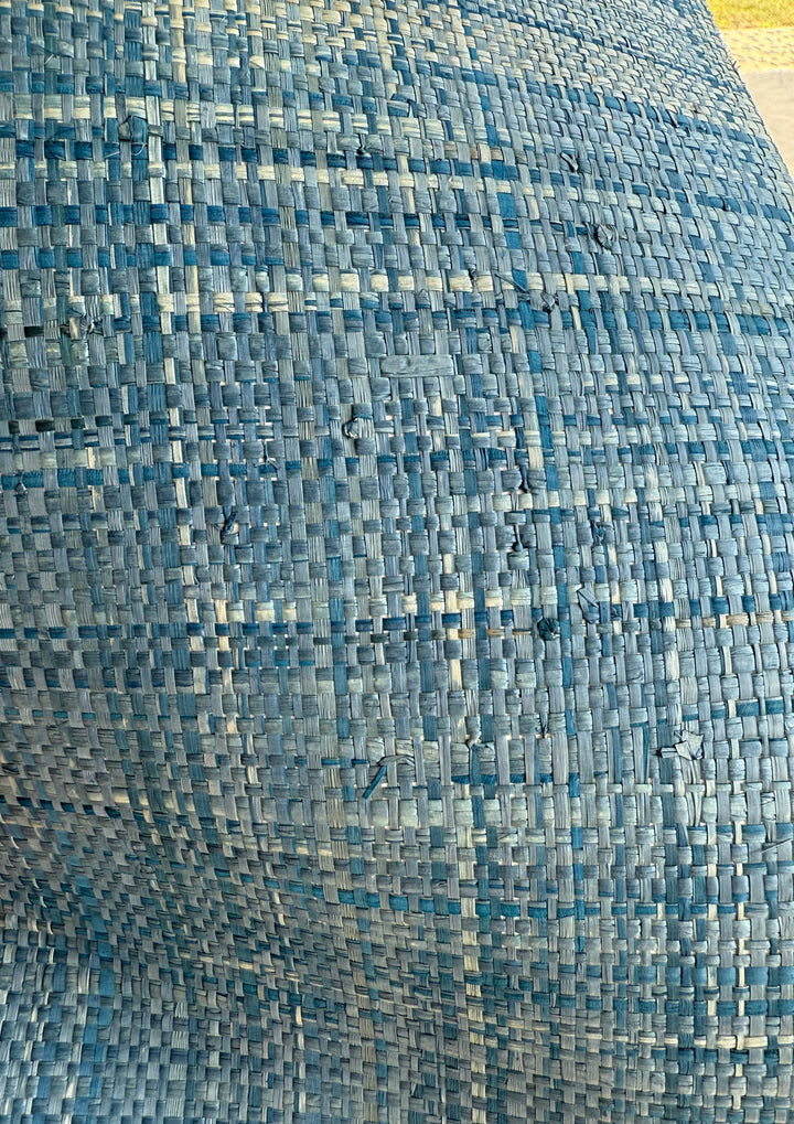 Natural Grasscloth Raffia rough Wallpaper Natural fibers in Blue color 45026