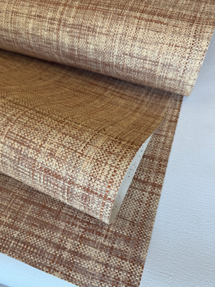 Natural Raffia Wallpaper in Warm Brown – Handwoven Organic Wallcovering 45003