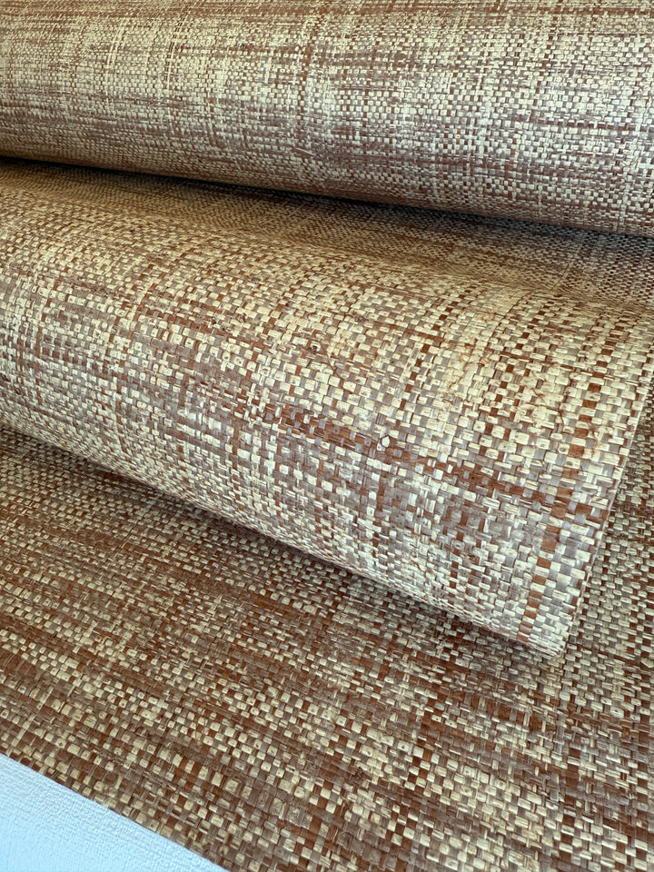 Natural Raffia Wallpaper in Warm Brown – Handwoven Organic Wallcovering 45003