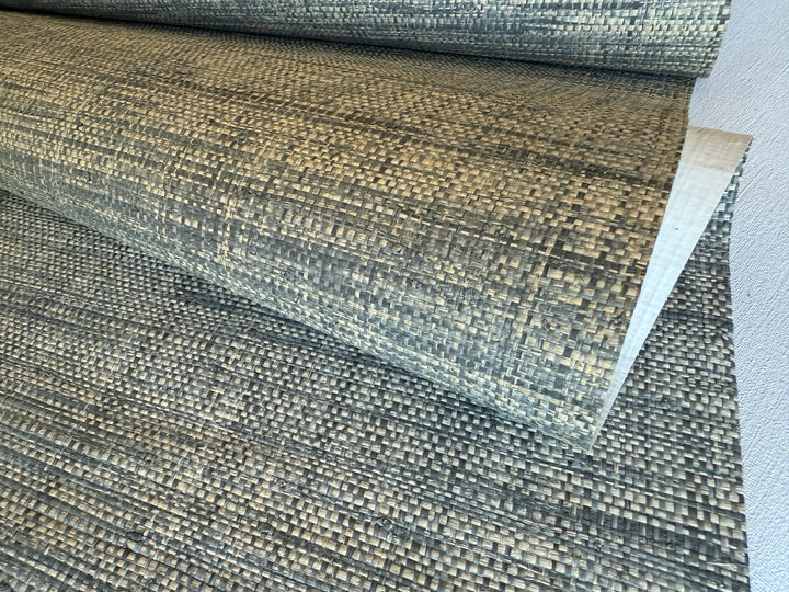 Natural Raffia Wallpaper in Grey Tones – Handwoven Organic Wallcovering 45012