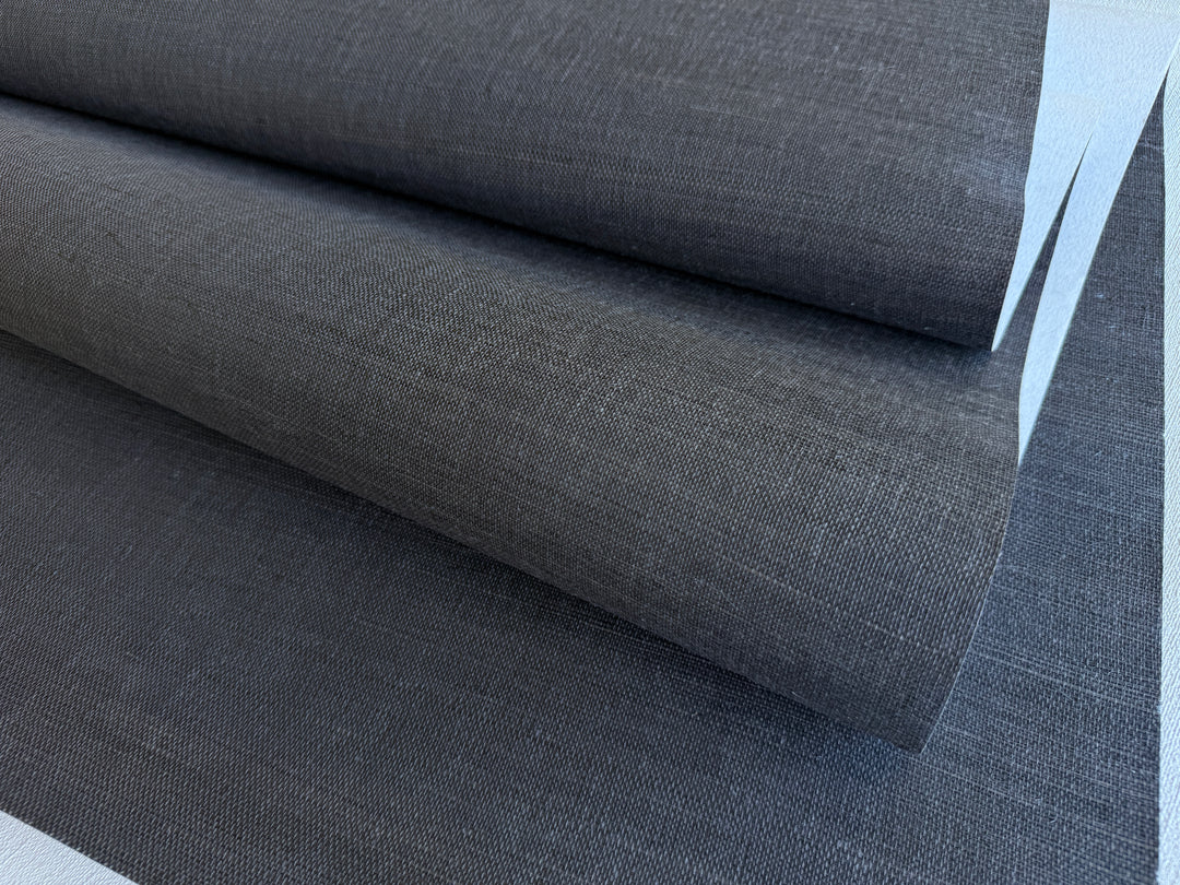 Natural Sisal Grasscloth Wallpaper in Charcoal Grey 41022