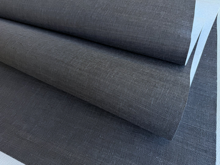 Natural Sisal Grasscloth Wallpaper in Charcoal Grey 41022