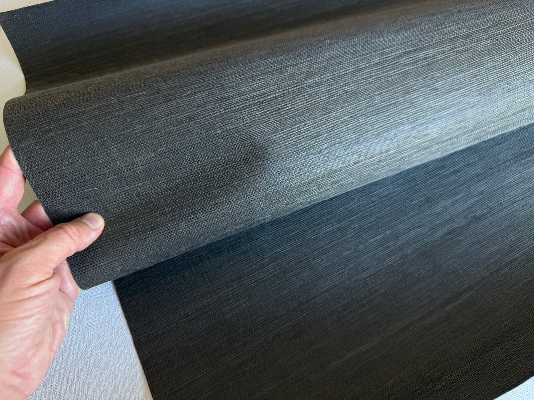 Natural Sisal Wallpaper – Dark Gray Grasscloth Wallcovering 41132