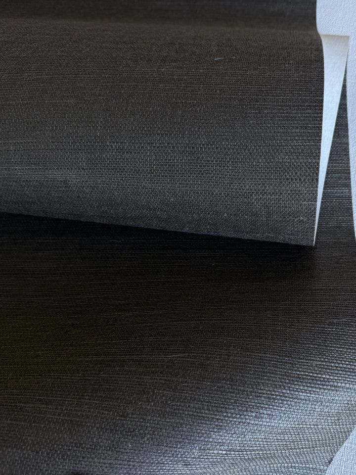 Natural Sisal Wallpaper – Dark Gray Grasscloth Wallcovering 41132