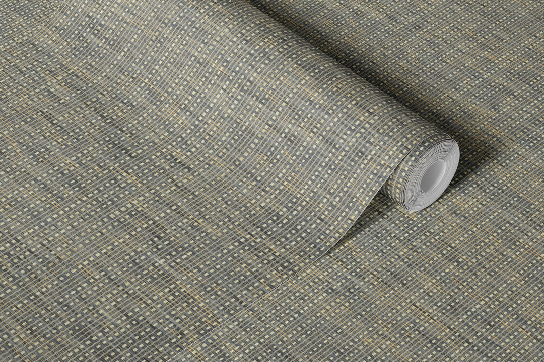 Roll of textured gray wallpaper on a matching background