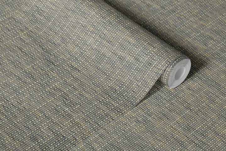 Roll of textured gray wallpaper on a matching background