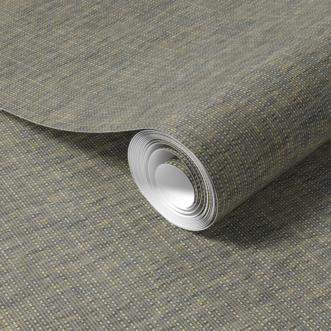 Roll of textured gray wallpaper on a matching background 70250