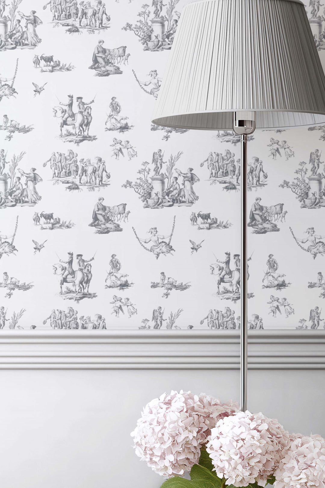 Classic Toile Scene Wallpaper  Vintage Pastoral Illustration 3761