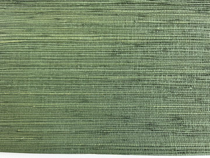 Natural Grasscloth Hemp Wallpaper painted in matte noble green color 41041