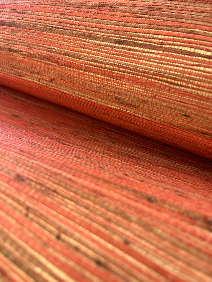 Natural Grasscloth Hemp Wallpaper mahogany, red gold 41007