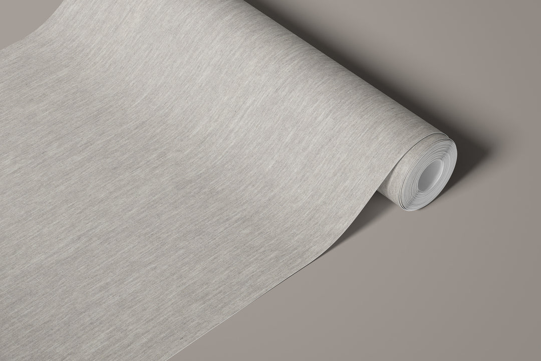 Light greige faux linen wallpaper sample roll showcasing a subtle woven texture with fine, natural-looking fibers and a soft, neutral finish.