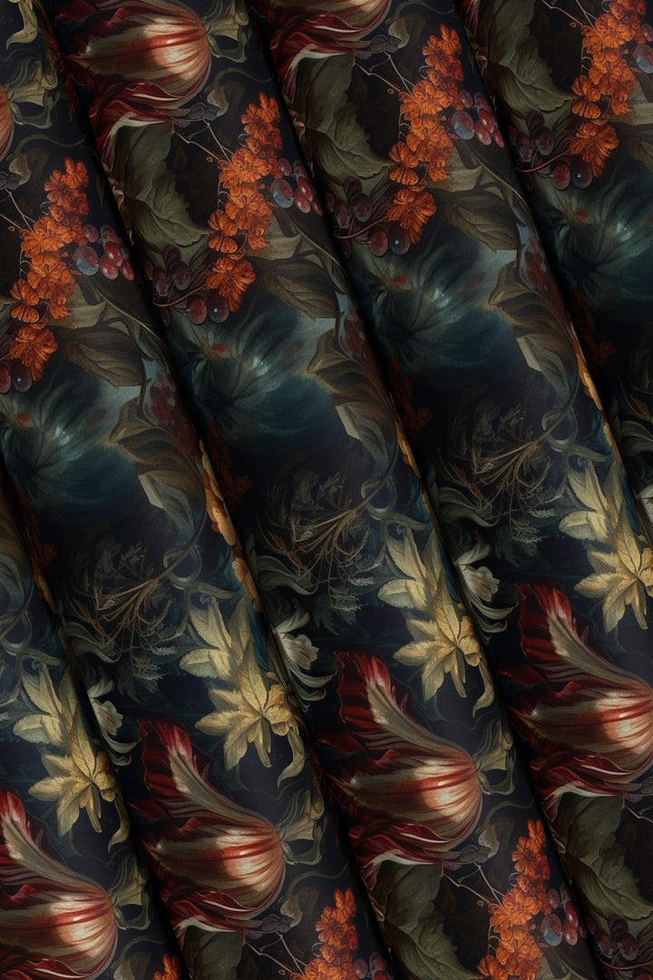 Dahlia Wallpaper Rust & Cream Vintage Floral Garden Pattern in wallpaper samples.