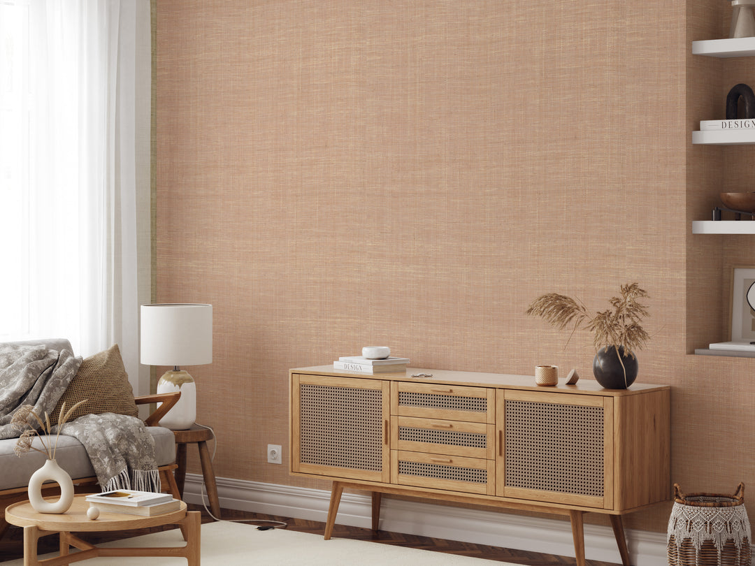 Faux Raffia Wallpaper – Natural Texture Panels | Peel And Stick Vinyl Wallcovering 75023