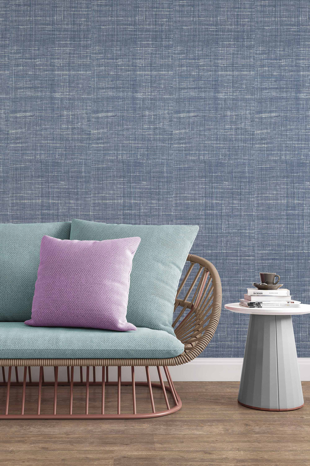 Faux Raffia Grasscloth Wallpaper — Woven Textured Surface 75026
