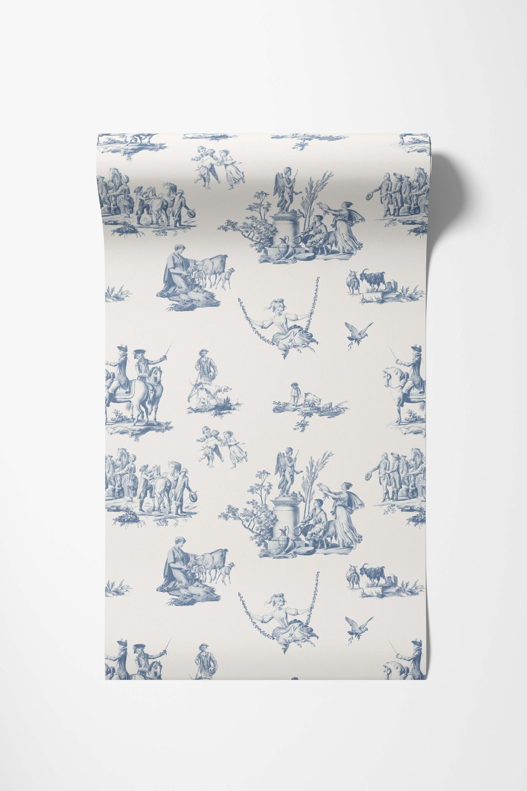 Vintage French Toile Wallpaper 3760 – Blue Pastoral Toile de Jouy