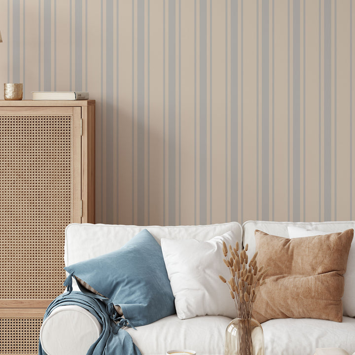 Tented Stripe Light Wallpaper – Classic Minimal 3691