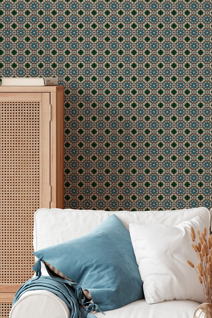 Geometric Tile Pattern Wallpaper  Vintage Mosaic 3764