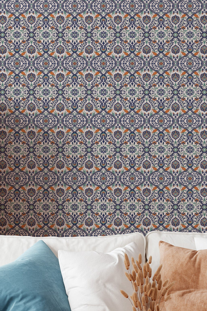 Intricate Mosaic Medallion Wallpaper  Classic European Tile 3771