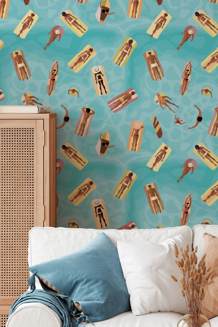 Pool Float Wallpaper Playful Summer Swim Pattern 3791