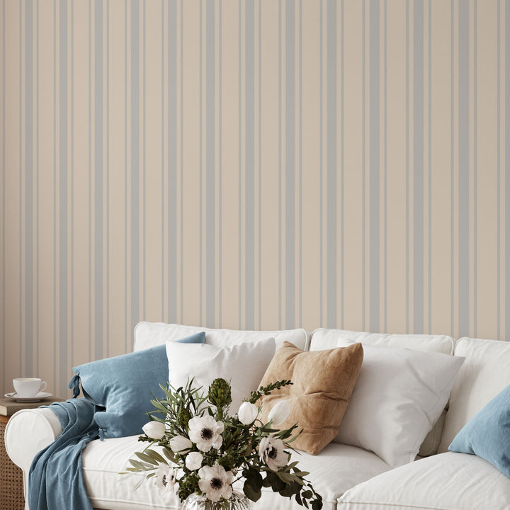 Tented Stripe Light Wallpaper – Classic Minimal 3691