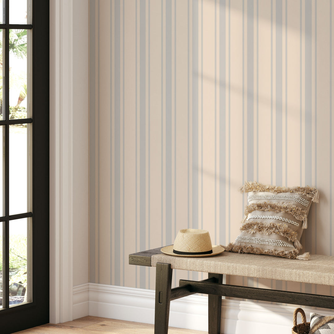 Tented Stripe Light Wallpaper – Classic Minimal 3691