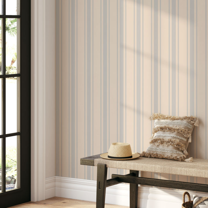 Tented Stripe Light Wallpaper – Classic Minimal 3691