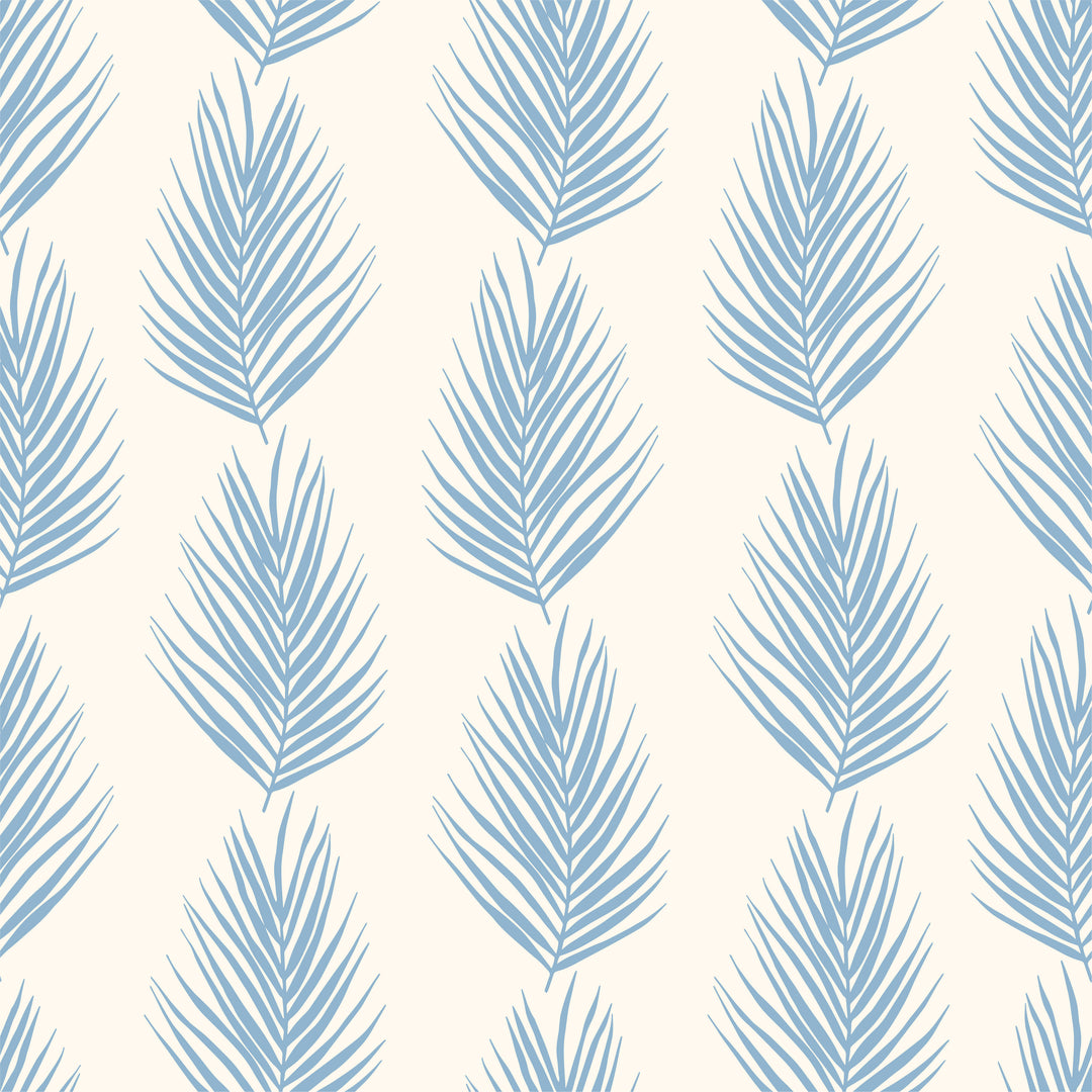 Minimalist Blue Leaf Pattern Wallpaper