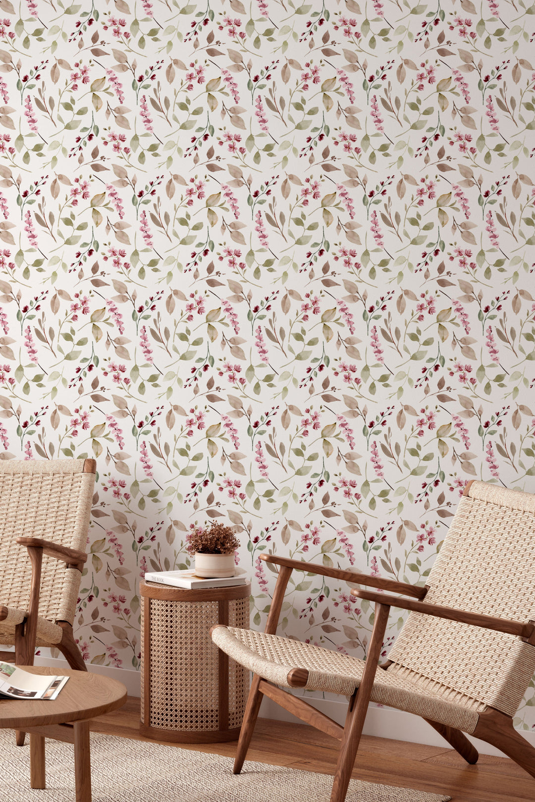 Watercolor Wildberry Bloom Wallpaper Pale Grey Background