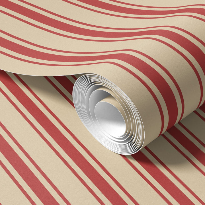 Tented Stripe Red Wallpaper Bold Classic Linear 3692