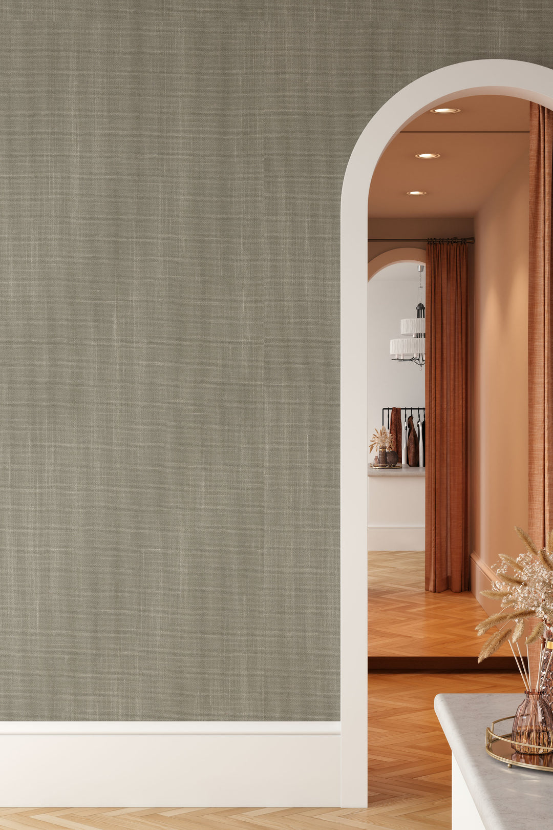 Faux Jute Wallpaper Neutral Taupe Grasscloth Wallpaper 75108