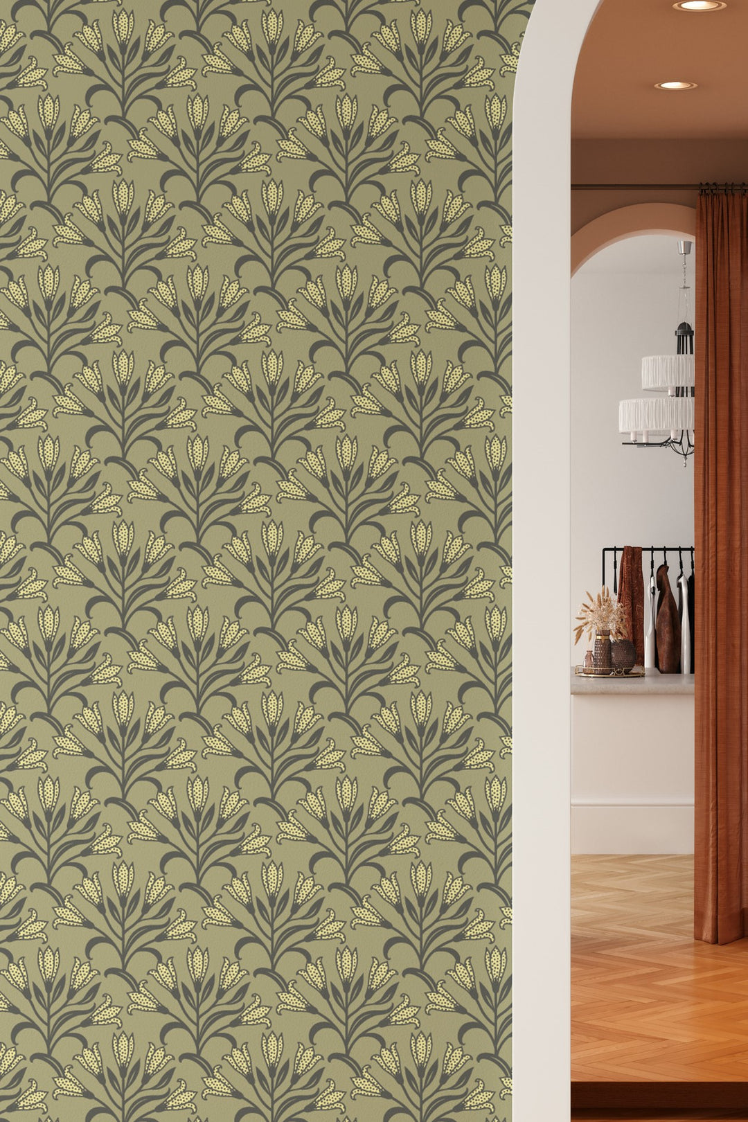 Art Nouveau Floral Wallpaper Exclusive Lillies 3442