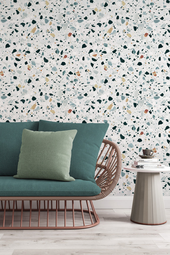 Terrazzo Elegant Vinyl Wallpaper Rolls For Accent Walls 3421