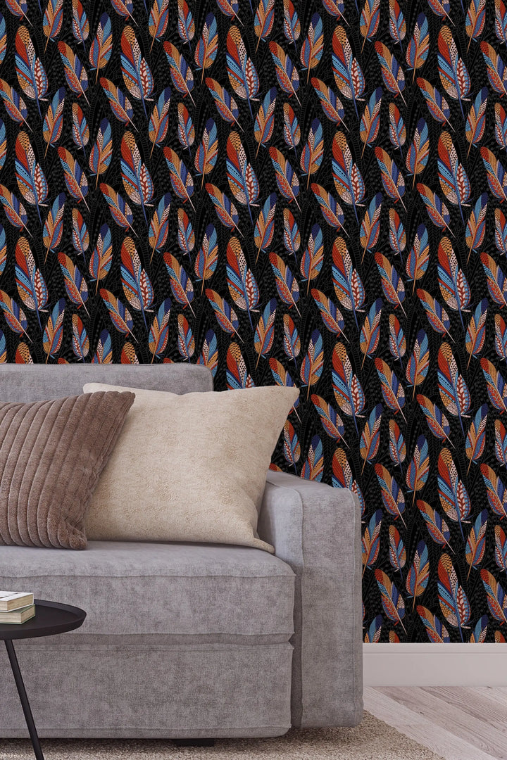 Abstract design colored feathers-Self Adhesive Traditional