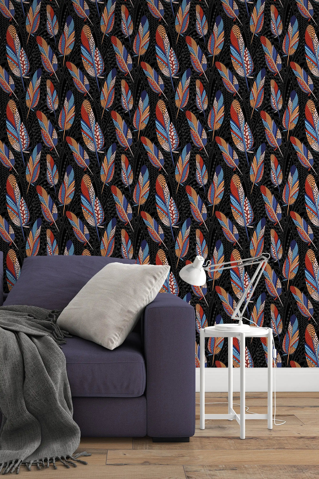 Abstract design colored feathers-Self Adhesive Traditional