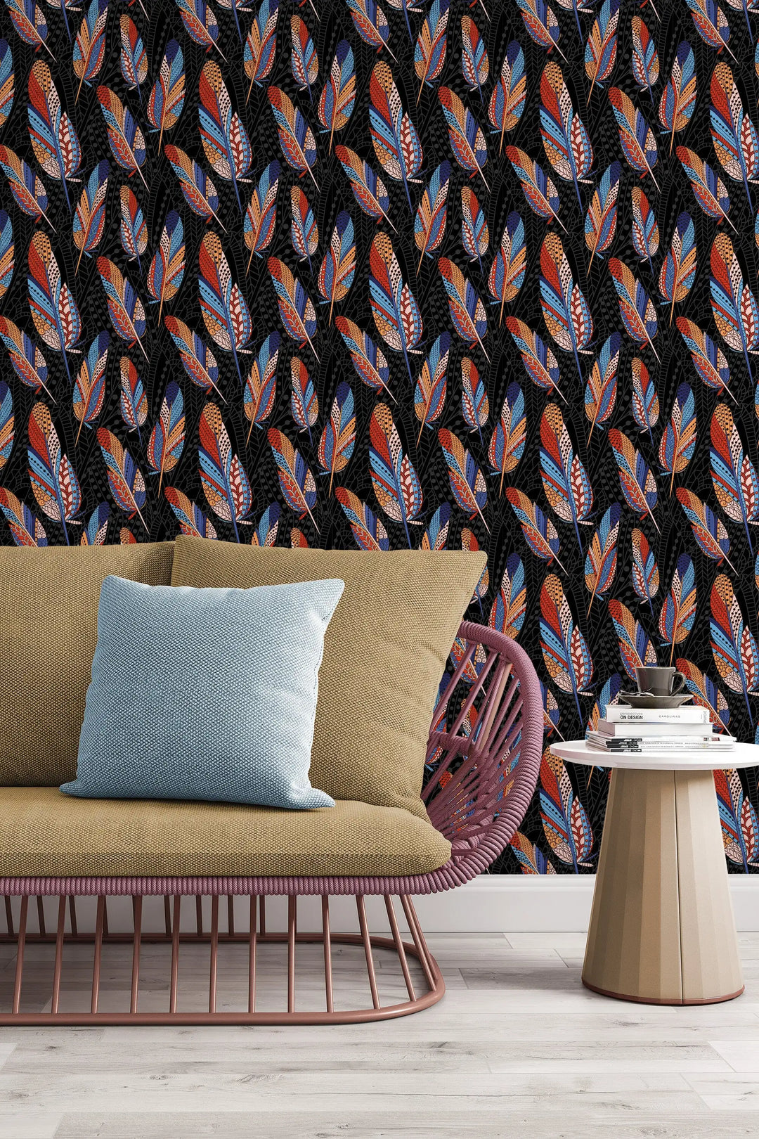 Abstract design colored feathers-Self Adhesive Traditional