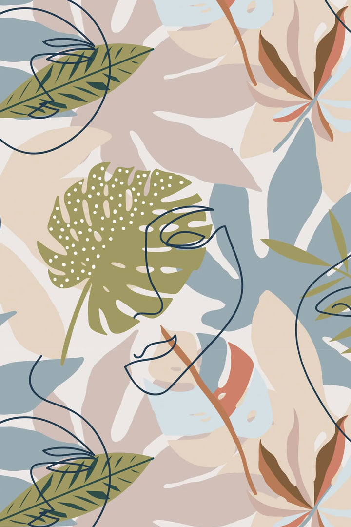 Abstract faces and tropical leaves wallpaper #3280