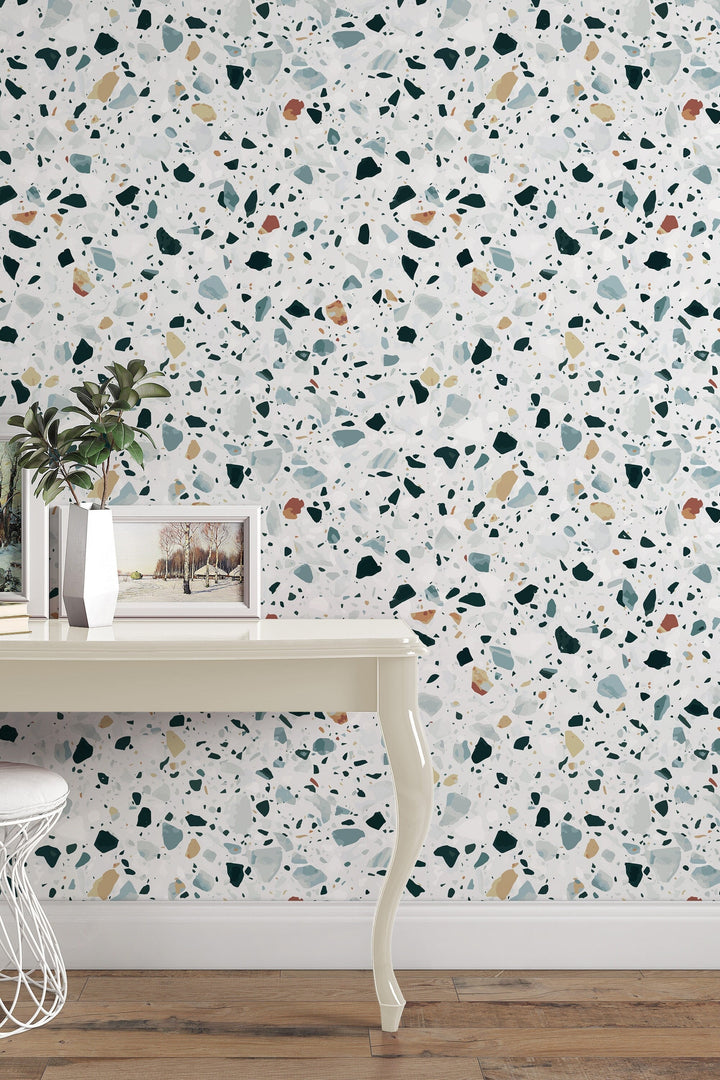 Terrazzo Elegant Vinyl Wallpaper Rolls For Accent Walls 3421