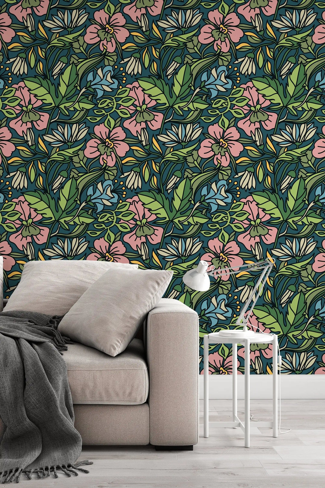 Beautiful Abstract Buds floral pattern removable wallpaper