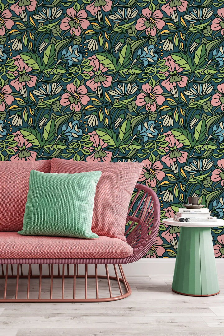 Beautiful Abstract Buds floral pattern removable wallpaper