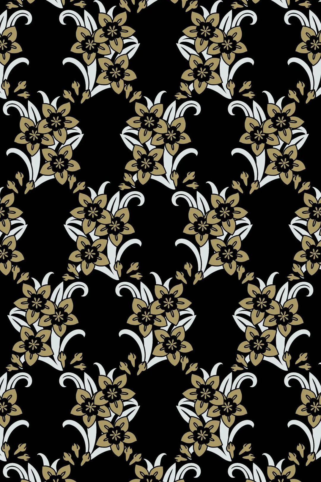 Black Sunday flowers abstract removable wallpaper - design