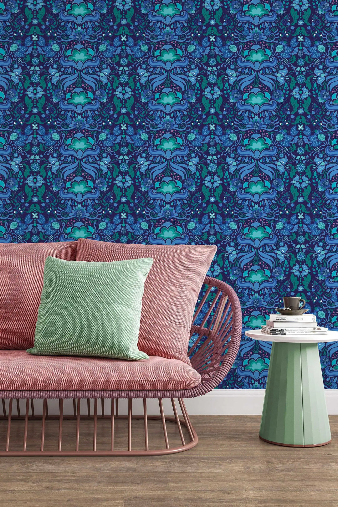 Blue Indian pattern wallpaper Peel and Stick #3236 - 2334