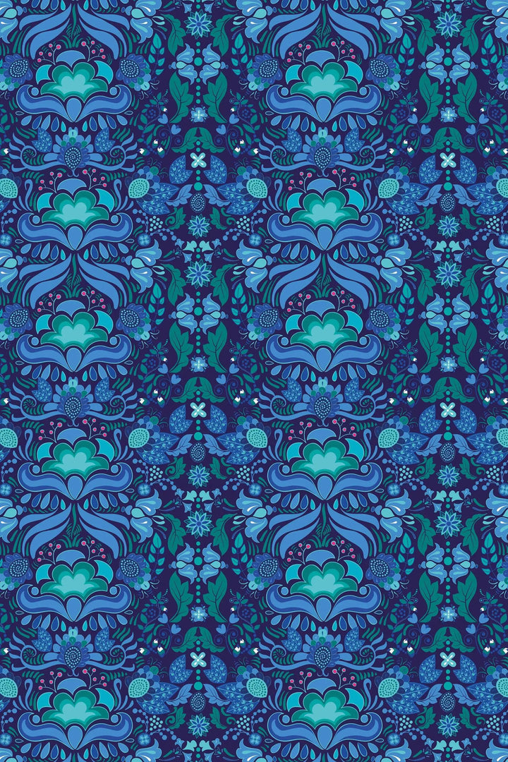 Blue Indian pattern wallpaper Peel and Stick #3236 - 2334