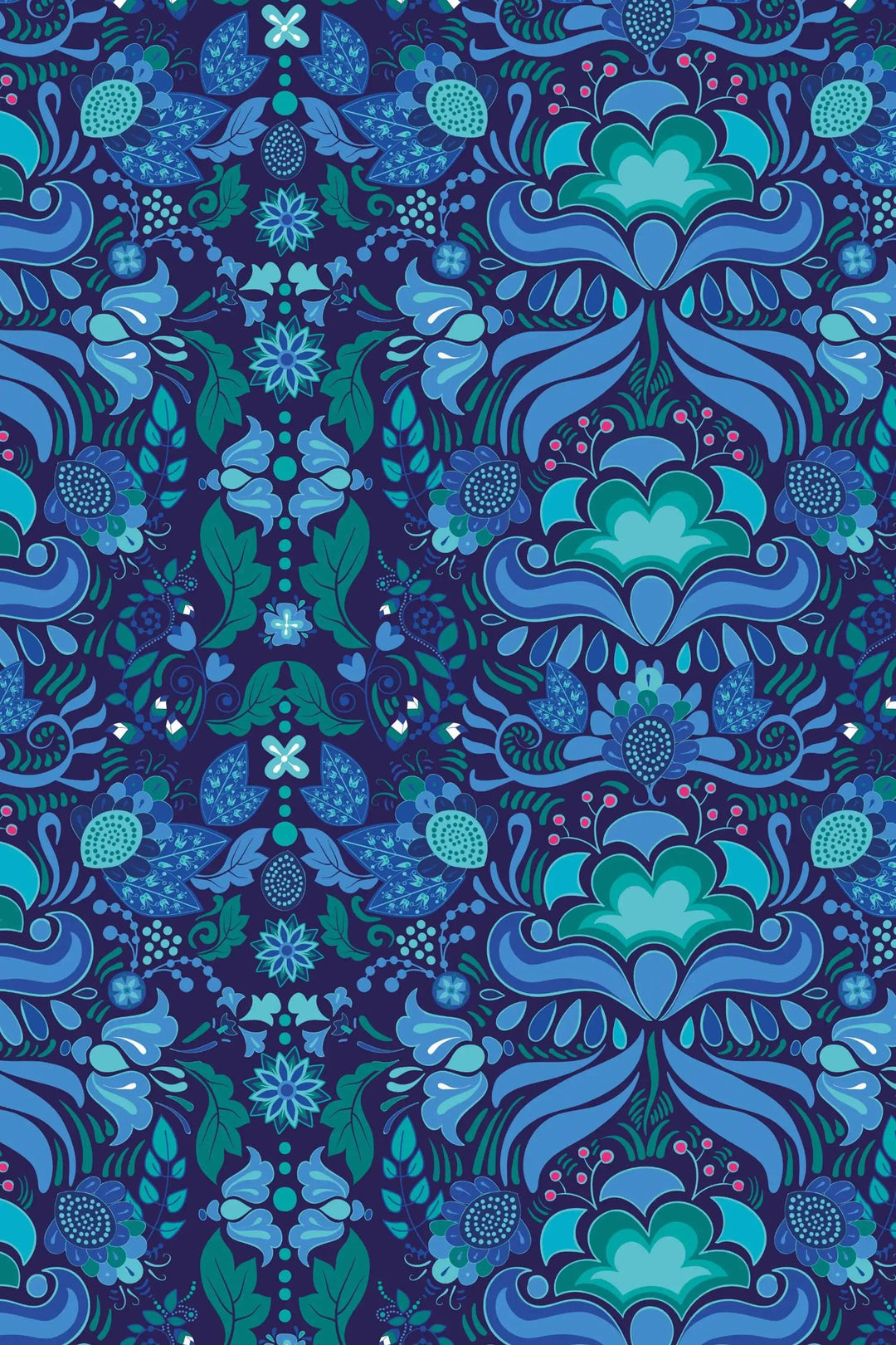 Blue Indian pattern wallpaper Peel and Stick #3236 - 2334