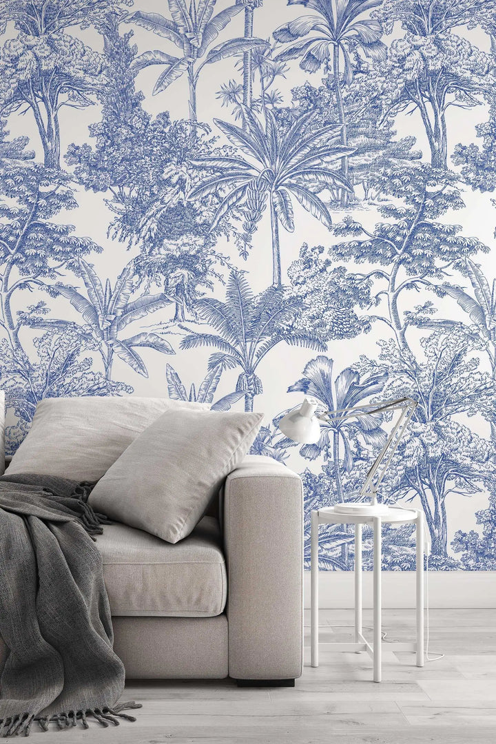 Blue palms pattern wallpaper #3251 - Wallpaper